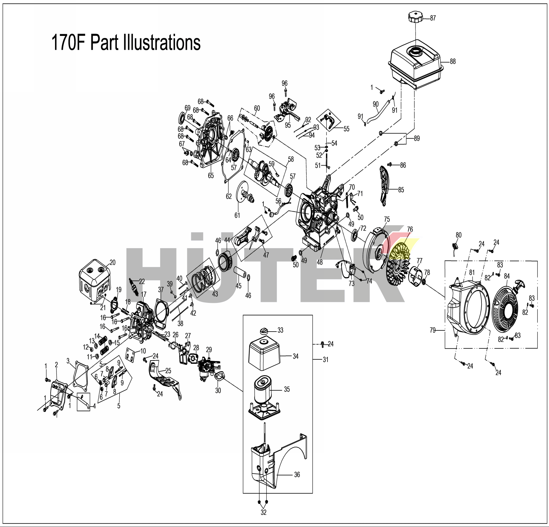 Двигатель 170F HSD 70/5/1