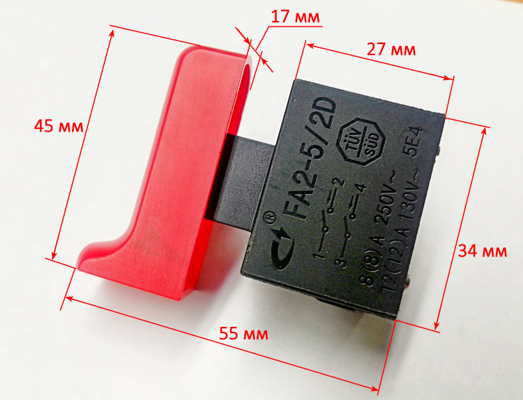 Выключатель FA2-5/2D 8А (красный) для Л-65/650(4) Ресанта GOL