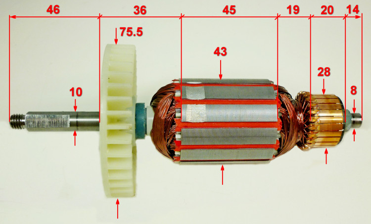 Ротор Lраб.=45мм для ELS-1800P, ЭП-1814П(13) HGM