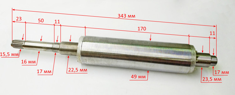 Ротор Lраб=151 мм, L=323мм, D=49мм для СН-135(43) с ZJH082